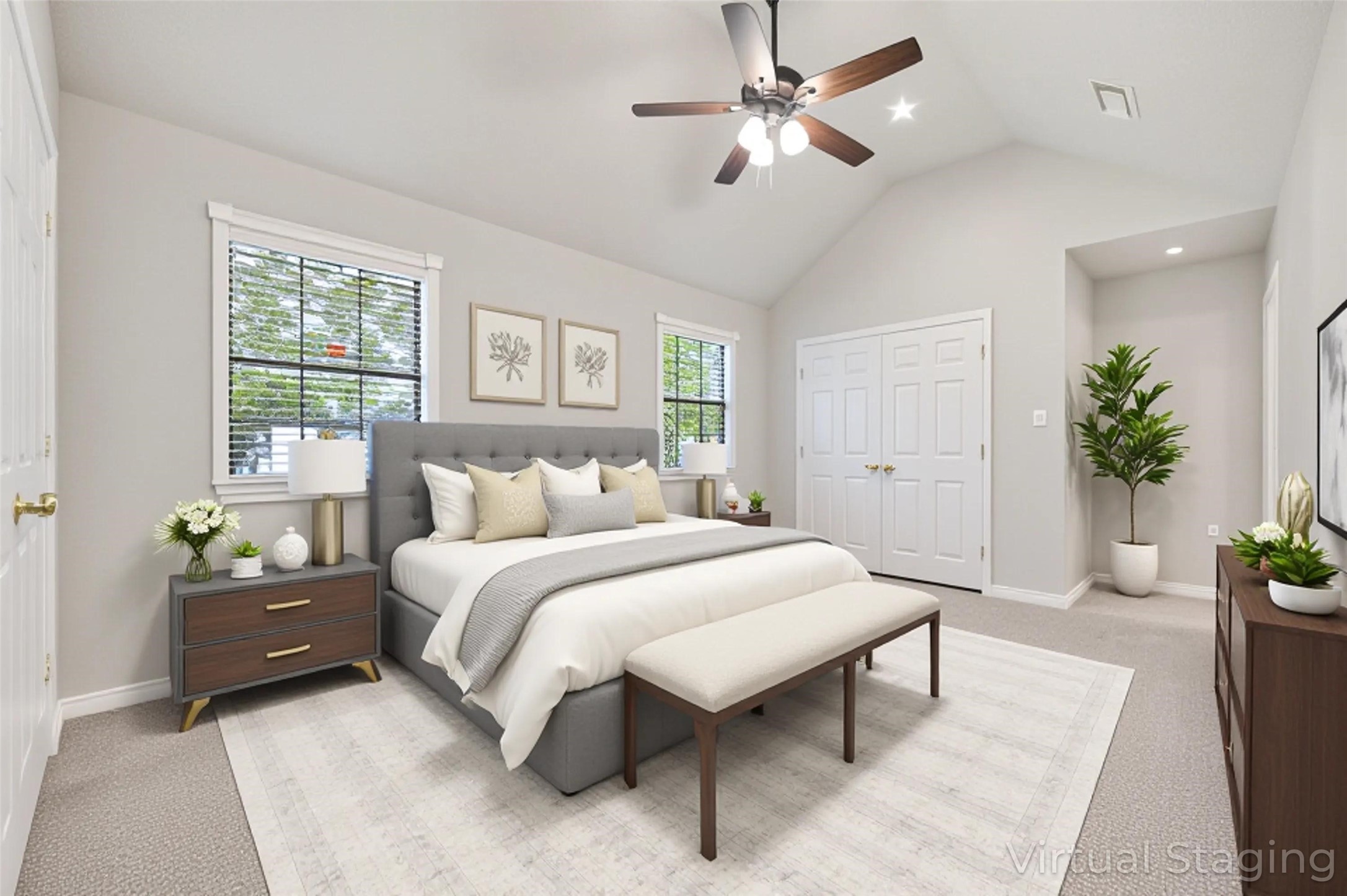 1007 West Cedar River Road Conroe, TX 77316 - Photo 29 of 48 Experience the elegance of this virtually staged primary bedroom, showcasing a spacious, light-filled retreat.