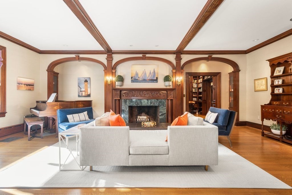 60 Abbott Road Wellesley, MA 02481 - Photo 4 of 40 a living room with fireplace furniture and a large window
