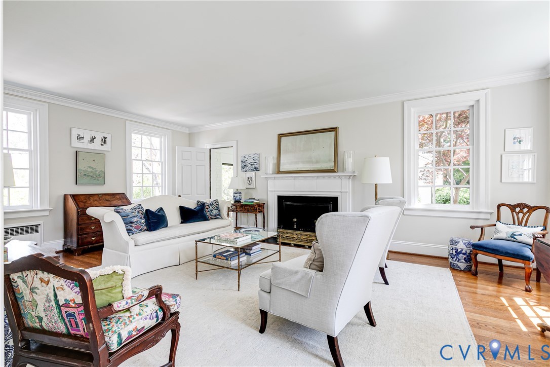 4306 Dover Road Richmond, VA 23221 - Photo 10 of 56 Light filled Living Room with Wood Burning Firepla