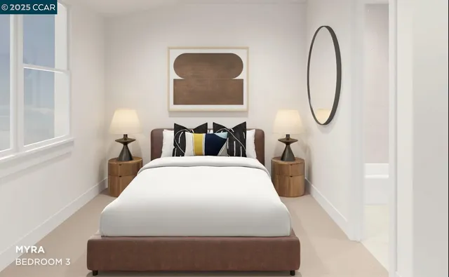 a bedroom with bed and a window