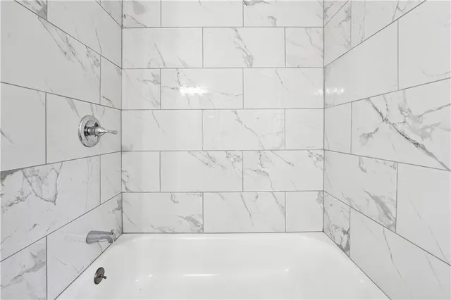 a bathroom with a bathtub