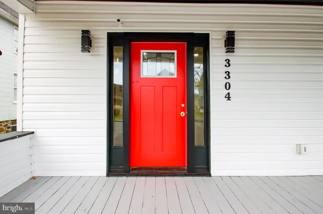 a view of a wooden door