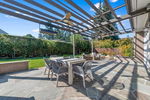 a table and chairs in front of a building