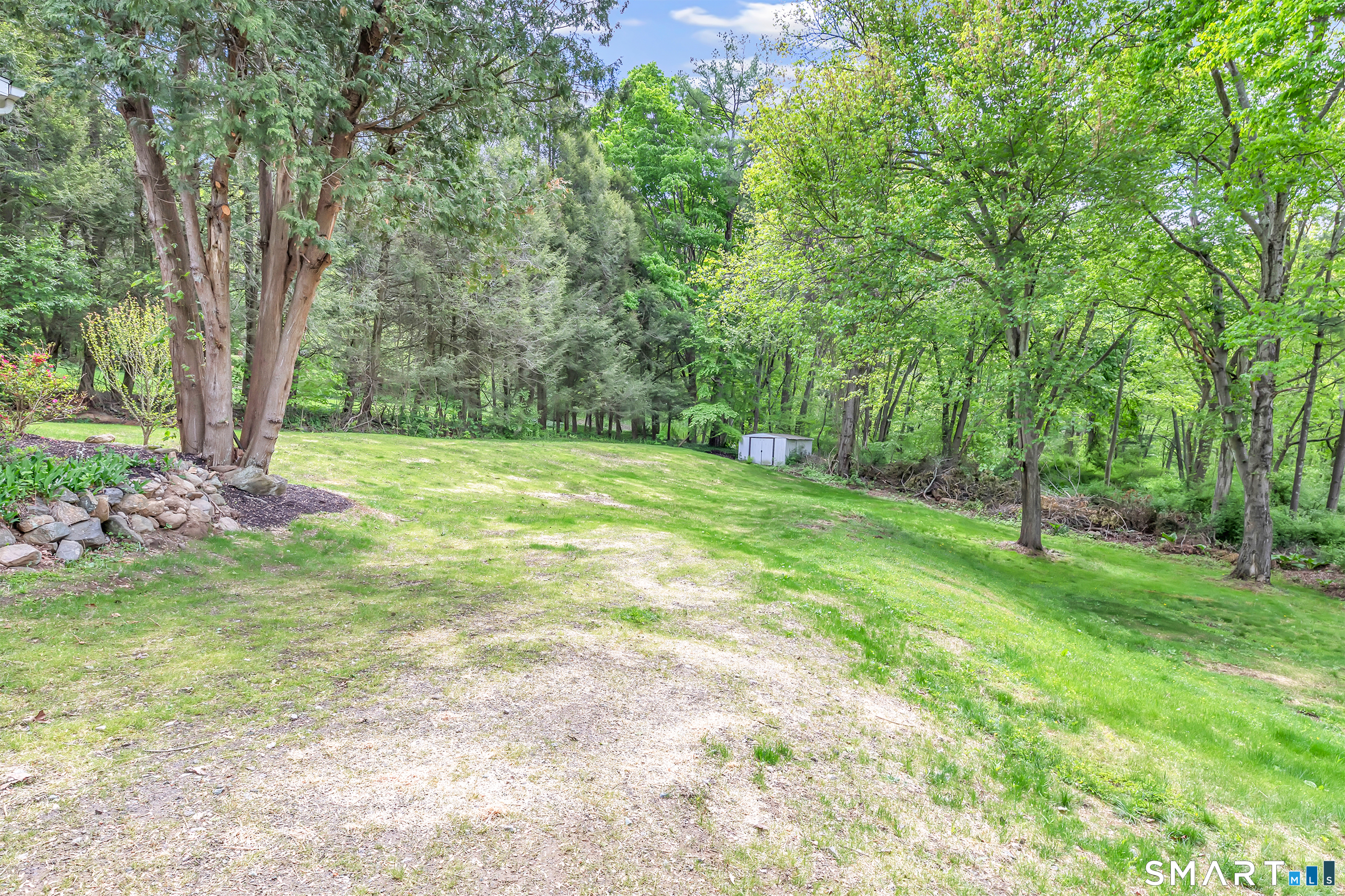 7 Longview Road Newtown, CT 06482 - Photo 36 of 40 a view of a big yard with plants and large trees