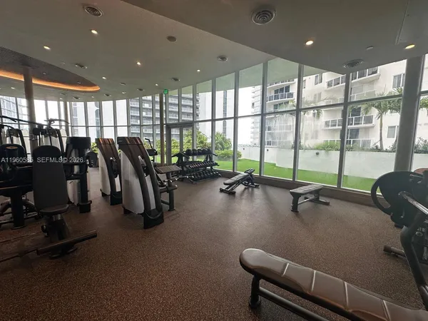 a view of a room with gym equipment