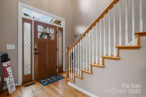 a view of an entryway with staircase