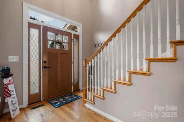a view of an entryway with staircase