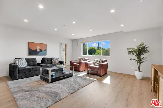 a living room with a large window