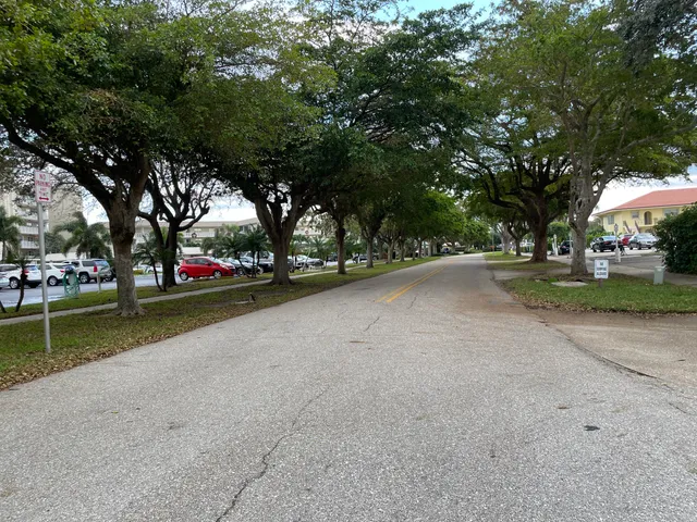 a view of road with trees