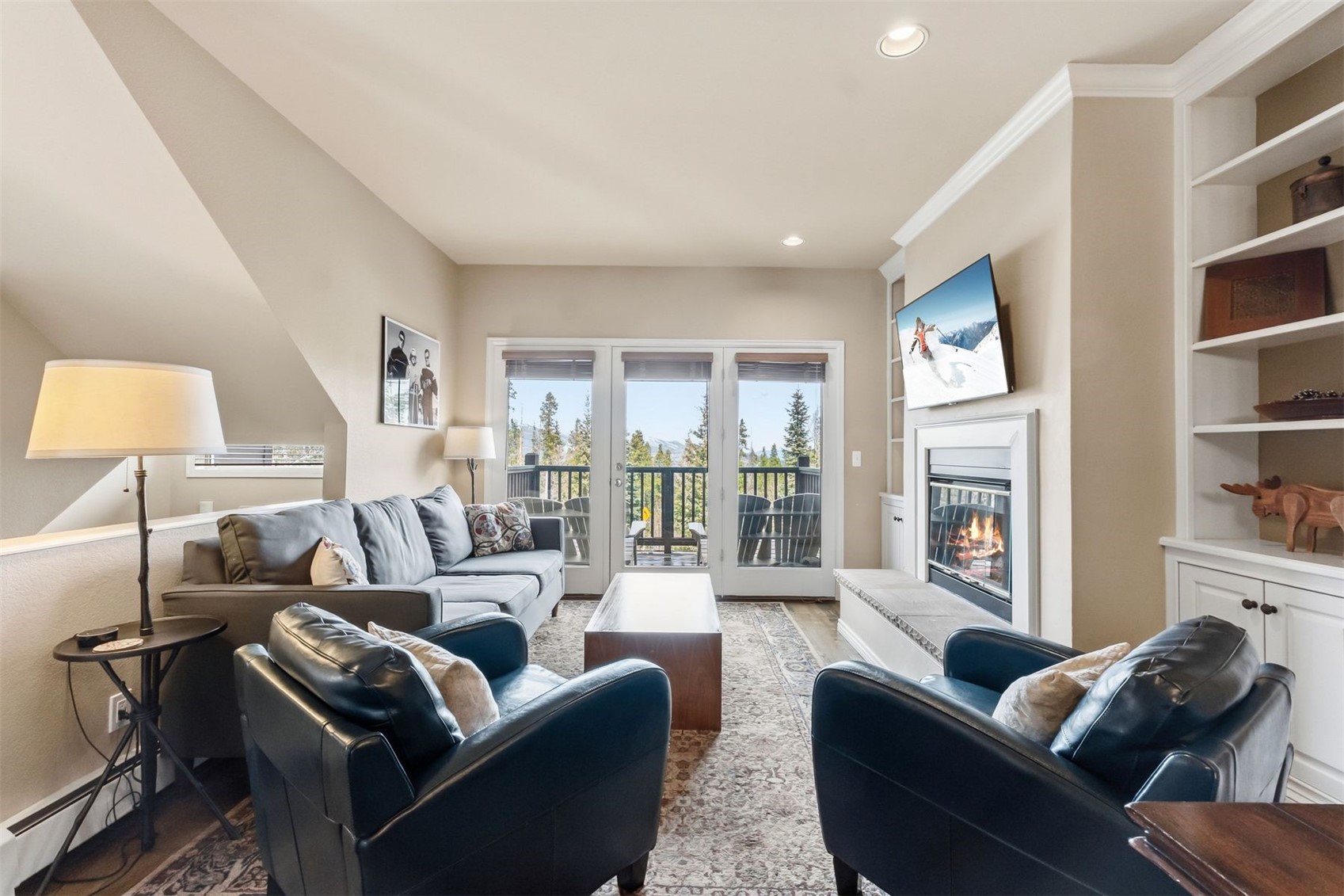 1692 Boreas Pass Road, Unit D Breckenridge, CO 80424 - Photo 3 of 33 Living room with access to deck with amazing views