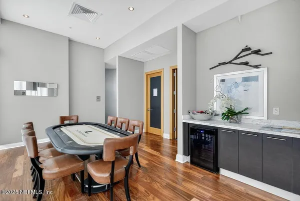 a city view with tall buildings