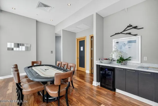 a city view with tall buildings