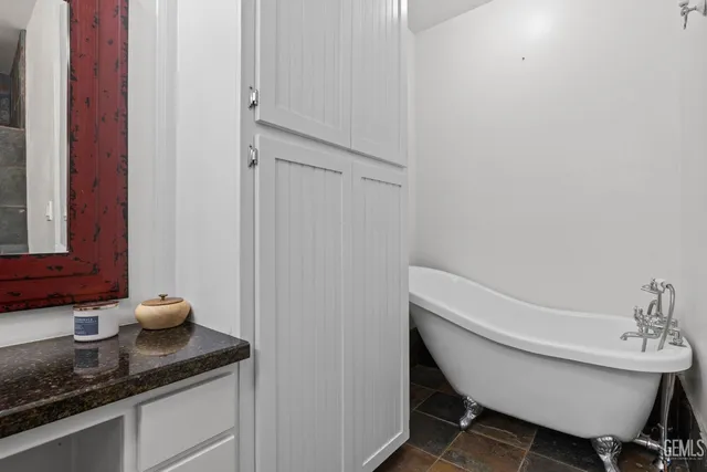 a view of a terrace with a mountain