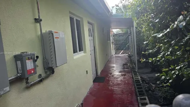 a view of elevator with hallway