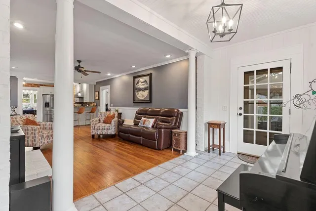 a living room with furniture