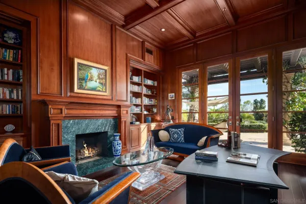 an aerial view of residential houses and outdoor space