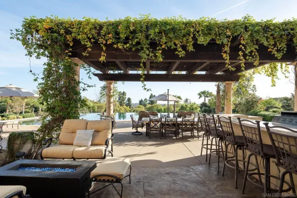 a view of an outdoor space with furniture