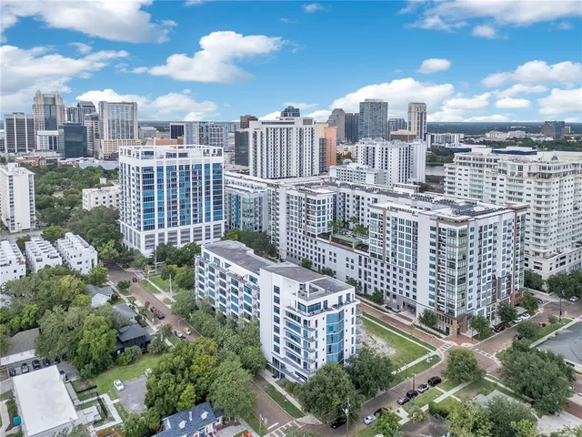 a view of a city with tall buildings