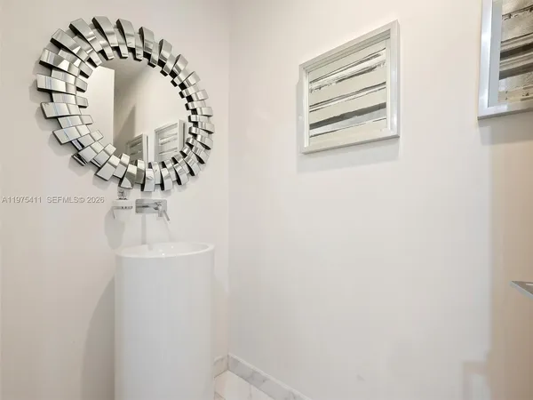 a view of a chandelier in a room