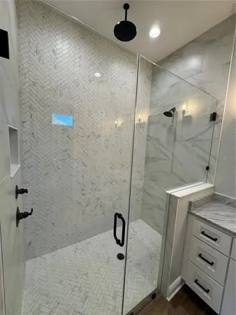 a bathroom with a shower