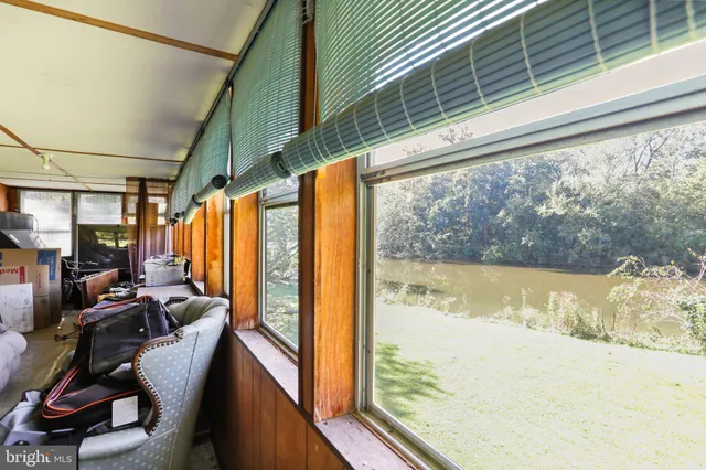 a view of a lake from a window