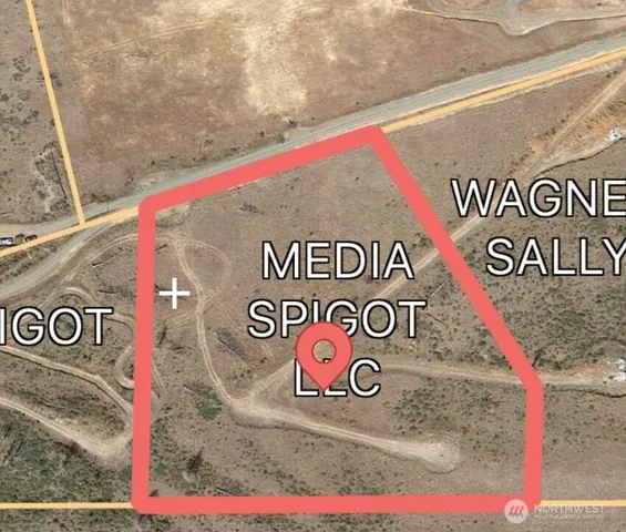 a view of a dry yard with mountains in the background