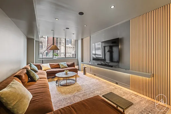 a living room with furniture