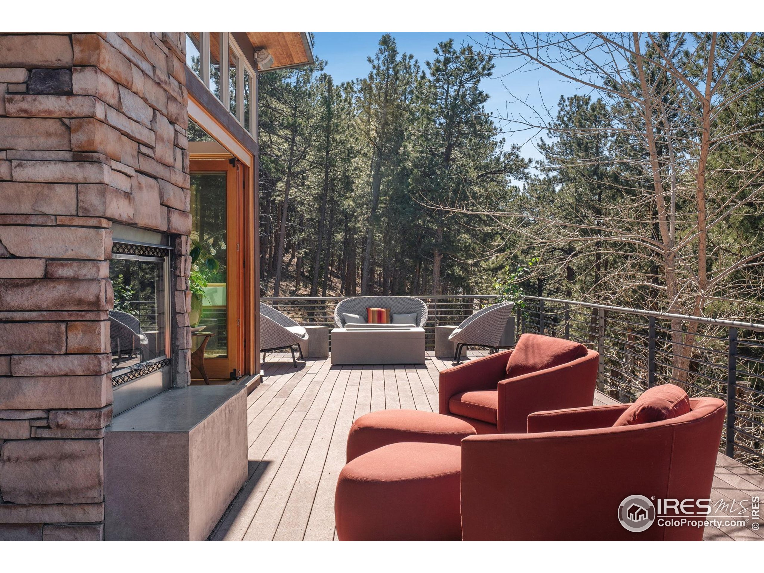 1127 Valley Lane Boulder, CO 80302 - Photo 21 of 48 a view of a patio with couches chairs and a fire pit