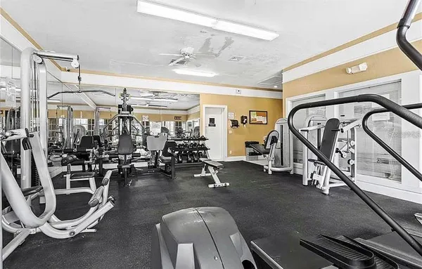 a view of a room with gym equipment