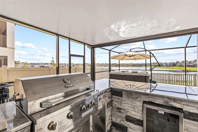 a view of a street with a city view