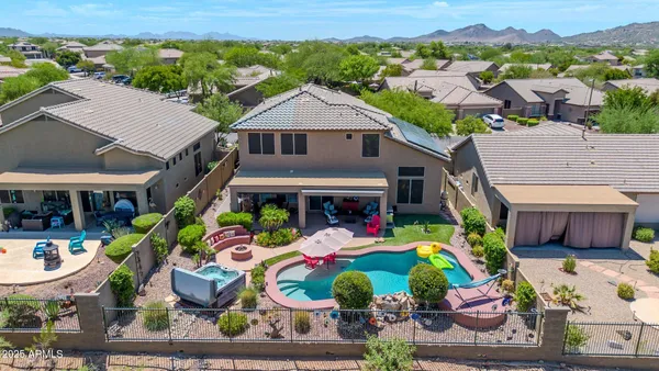 an aerial view of a house