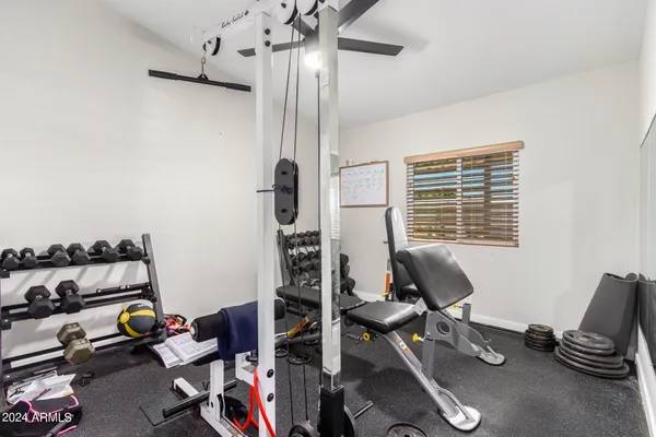 a view of a room with gym equipment