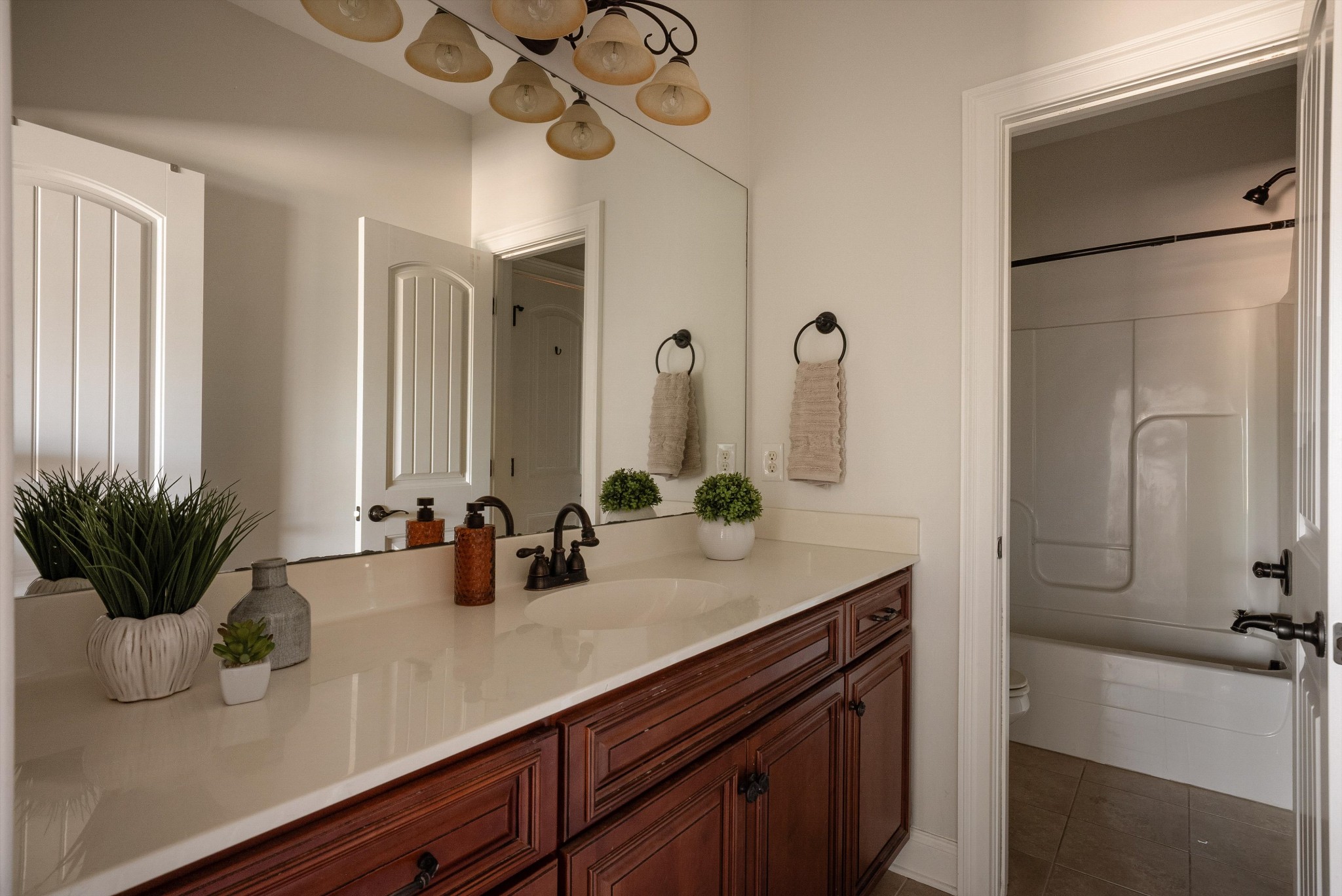 1058 Alice Springs Circle Spring Hill, TN 37174 - Photo 40 of 54 a bathroom with a double vanity sink and a mirror