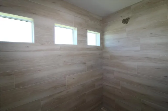 a bathroom with a window