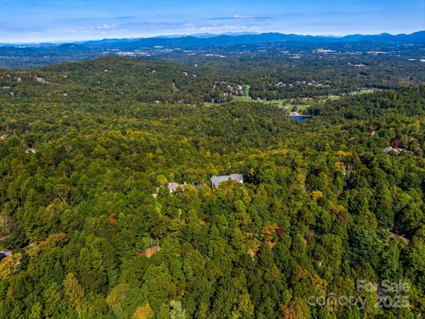 a view of a lush green field with mountains in the background
