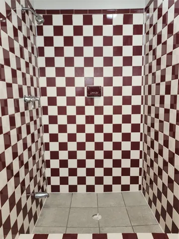 a black and white checkered floor