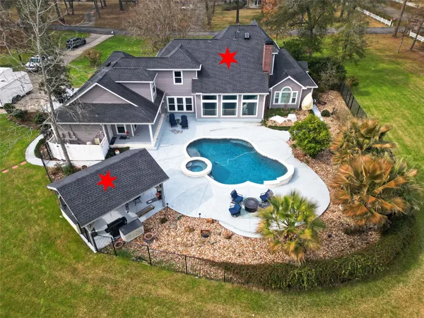 an aerial view of a house