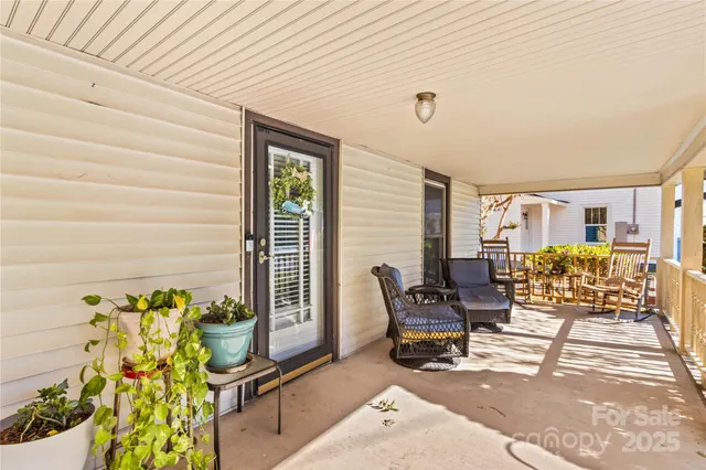 a building outdoor space with patio furniture