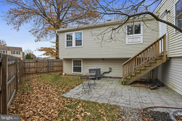 a view of a backyard with a large tree