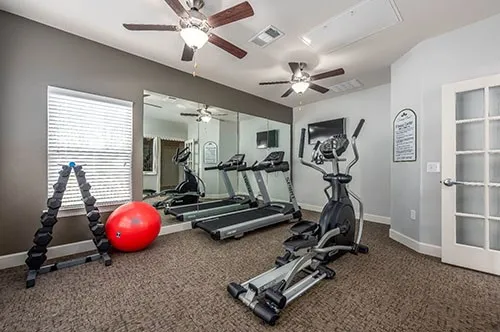a room with gym equipment