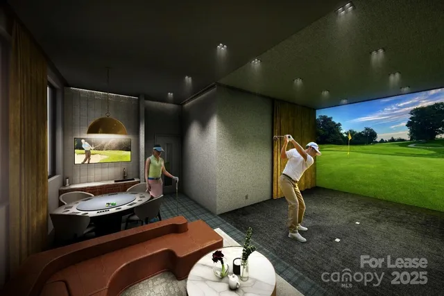 a room with furniture and a garden