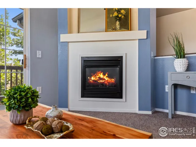 a view of a living room that has a fireplace