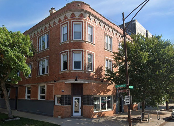 a front view of a building