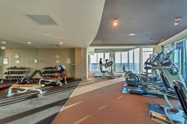 a view of a room with gym equipment