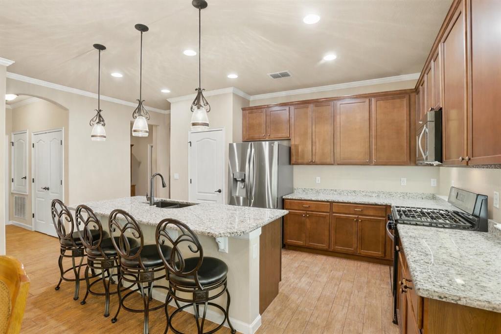 877 Haring Lane Mount Dora, FL 32757 - Photo 2 of 26 a kitchen with granite countertop sink cabinets and stainless steel appliances