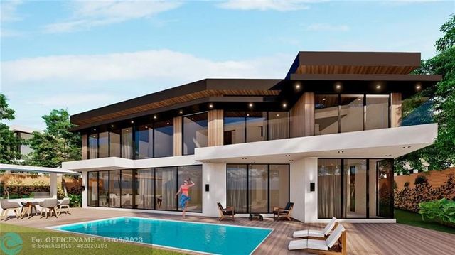a view of a cafe with a table and chairs under an umbrella