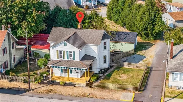 an aerial view of a house