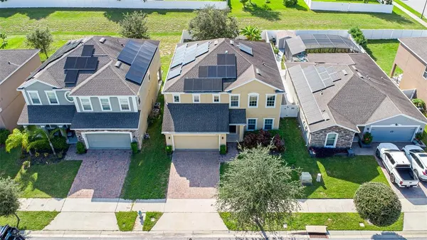 an aerial view of a house