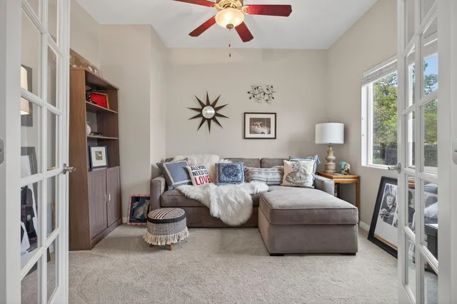 a living room with furniture