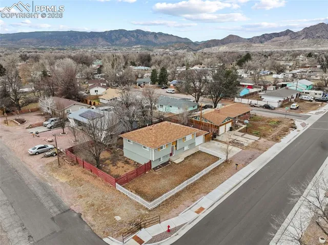an aerial view of a house